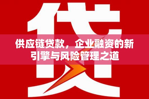 清河供应链贷款，企业融资的新引擎与风险管理之道
