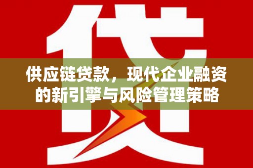 清河供应链贷款，现代企业融资的新引擎与风险管理策略