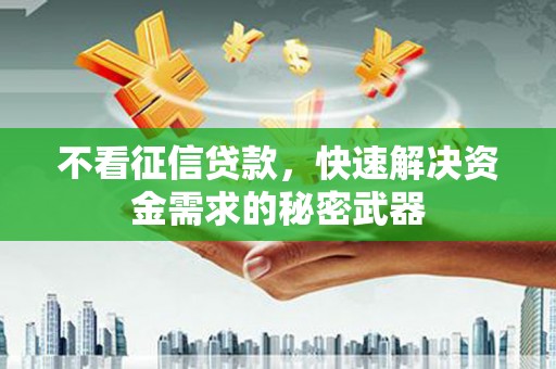 清河不看征信贷款，快速解决资金需求的秘密武器