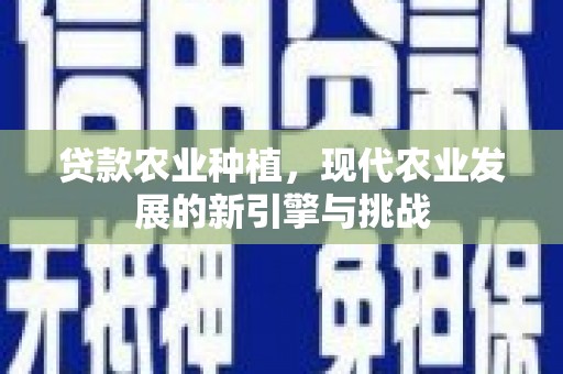 清河贷款农业种植，现代农业发展的新引擎与挑战