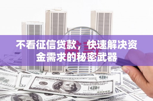 清河不看征信贷款，快速解决资金需求的秘密武器