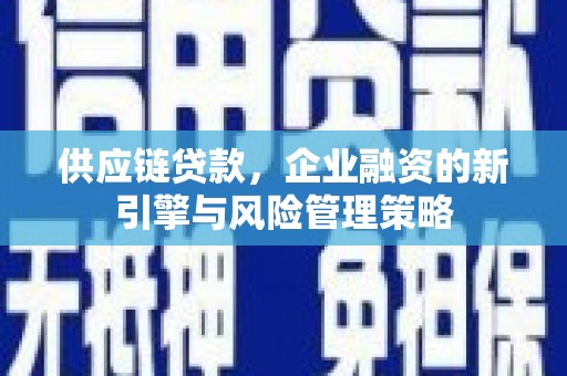 清河供应链贷款，企业融资的新引擎与风险管理策略