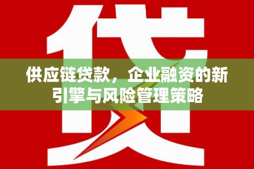 清河供应链贷款，企业融资的新引擎与风险管理策略