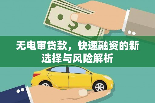 清河无电审贷款，快速融资的新选择与风险解析