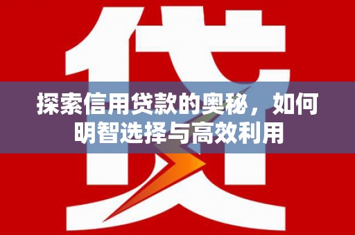 清河探索信用贷款的奥秘，如何明智选择与高效利用