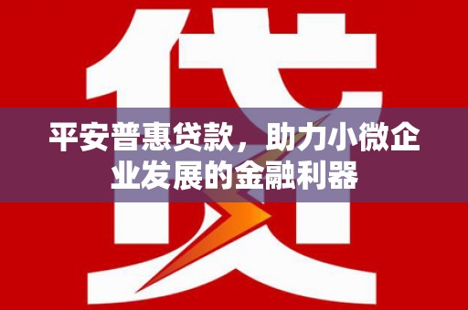 清河平安普惠贷款，助力小微企业发展的金融利器