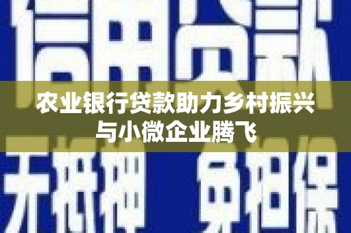 清河农业银行贷款助力乡村振兴与小微企业腾飞